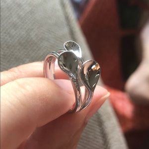 Movado sterling silver ring with diamond chips sz7